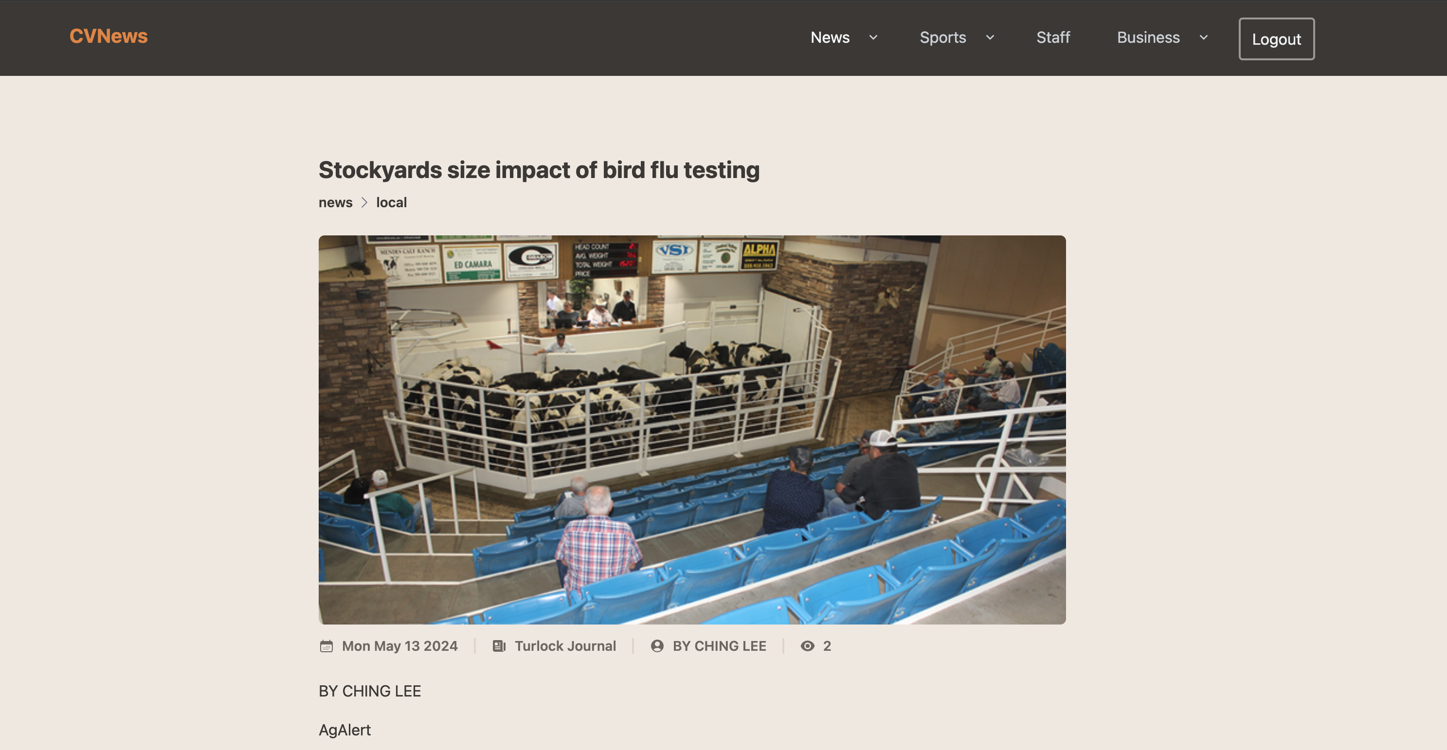 Central Valley News website screenshot