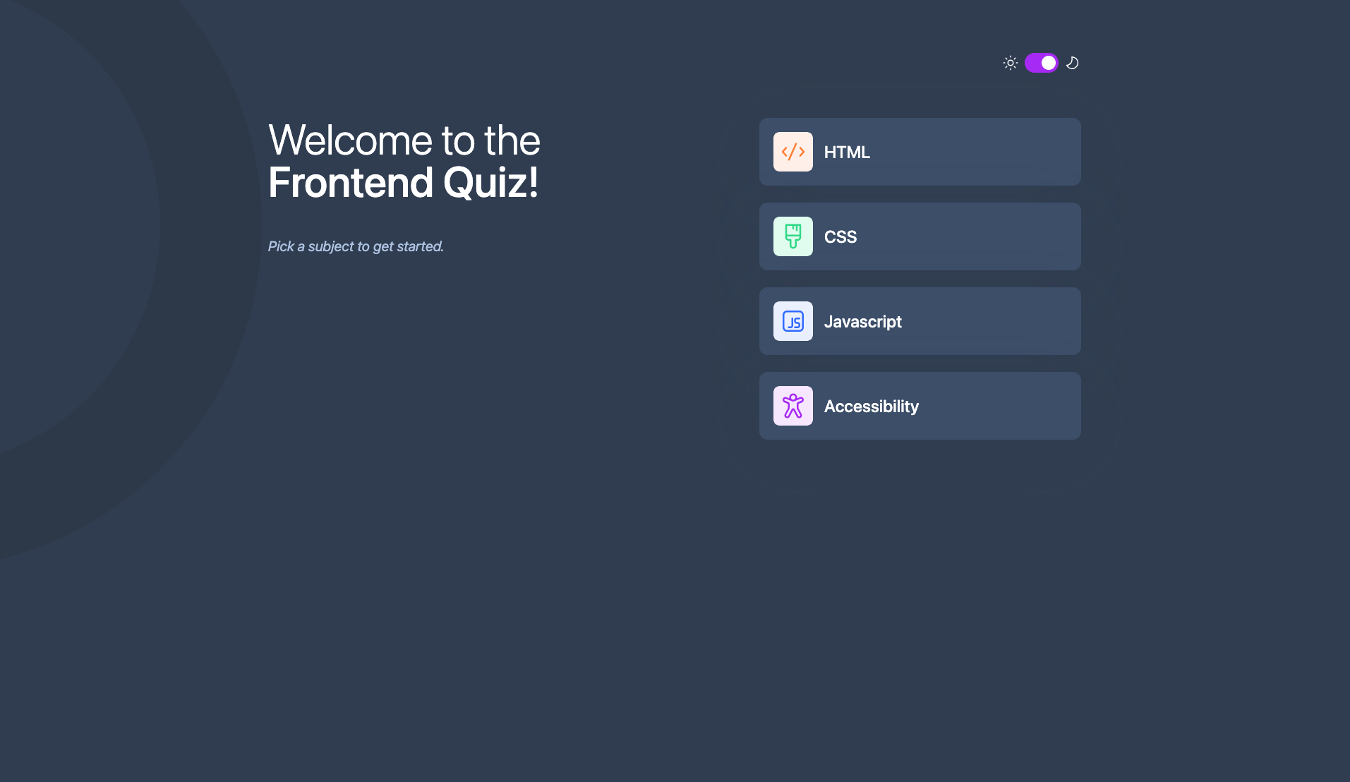 Frontend Quiz website screenshot